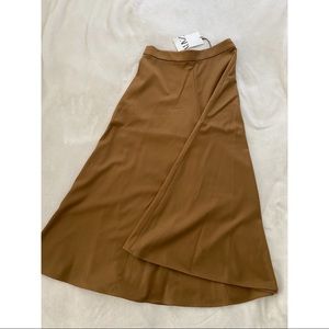 ZARA Tan Camel Circle Midi Skirt
